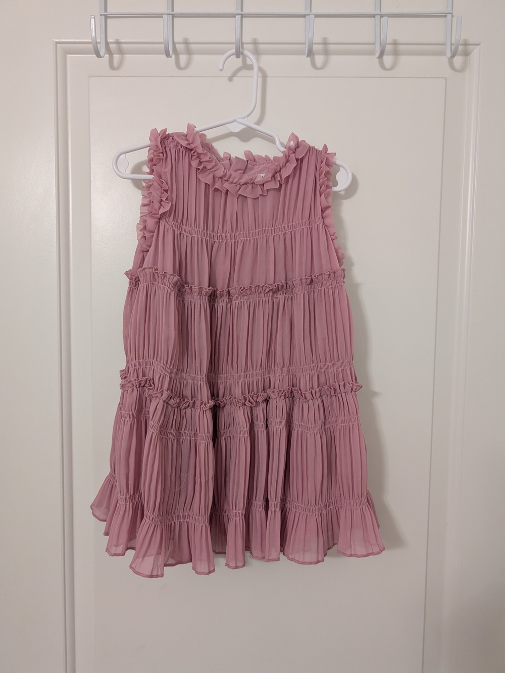 NEXT Girls 3Y Dusty Pink Ruffle Tiered Chiffon Party Dress Cottagecore
